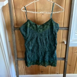 Maurices crinkly camisole tank, evergreen, Large